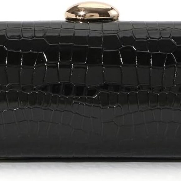 Women PU Leather Evening Clutch Crossbody Handbag with Metal Decor - Picture 1 of 7